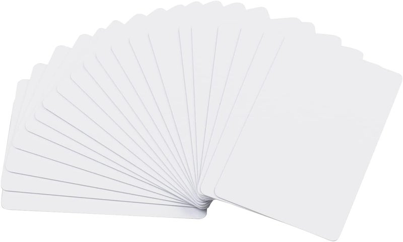 CAETOUNG 20 Pack Premium Blank PVC Cards, CR80 30 Mil Graphic Quality White Plastic Cards for Photo ID Badge Printers - Image 1